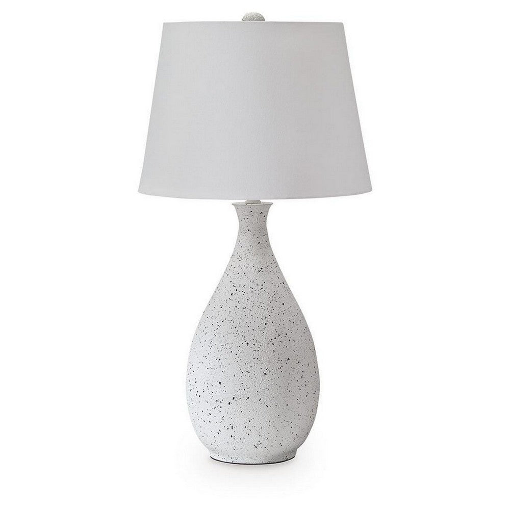 Yati Teardrop Table Lamp | Empire Shade | Speckled White Metal 33"