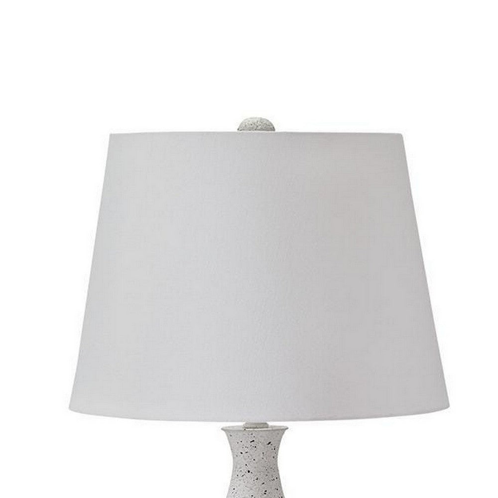 Yati Teardrop Table Lamp | Empire Shade | Speckled White Metal 33"