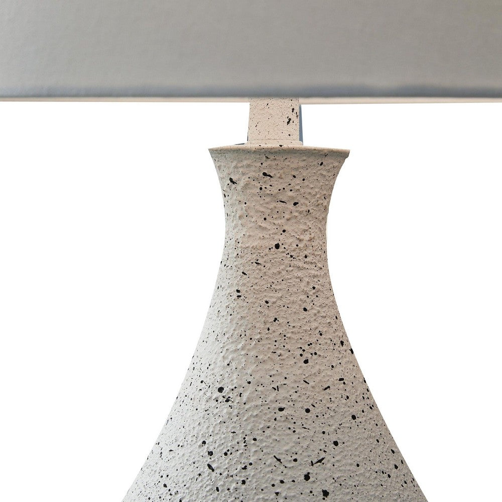 Yati Teardrop Table Lamp | Empire Shade | Speckled White Metal 33"