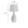 Yati Teardrop Table Lamp | Empire Shade | Speckled White Metal 33"
