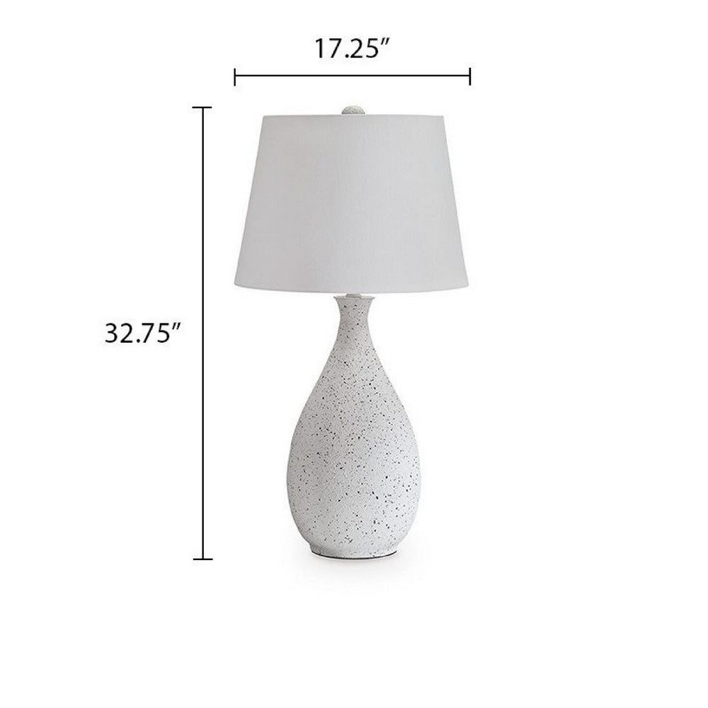 Yati Teardrop Table Lamp | Empire Shade | Speckled White Metal 33"