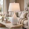 Yati Teardrop Table Lamp | Empire Shade | Speckled White Metal 33"