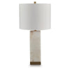 Linde Table Lamp w Nightlight | Alabaster Block Body | White | Gold 29"