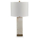 Linde Table Lamp w Nightlight | Alabaster Block Body | White | Gold 29"