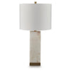 Linde Table Lamp w Nightlight | Alabaster Block Body | White | Gold 29"