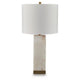 Linde Table Lamp w Nightlight | Alabaster Block Body | White | Gold 29"