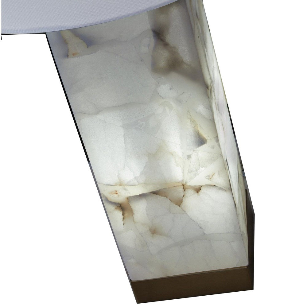 Linde Table Lamp w Nightlight | Alabaster Block Body | White | Gold 29"