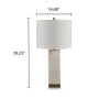 Linde Table Lamp w Nightlight | Alabaster Block Body | White | Gold 29"