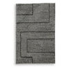 Mera Geometric Medium Area Rug | Black and Ivory Polypropylene Frieze 5x7