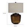 Besa Table Lamp | Amber Brown Glow Glass | Beige Drum Shade | 28"