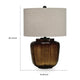 Besa Table Lamp | Amber Brown Glow Glass | Beige Drum Shade | 28"