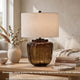 Besa Table Lamp | Amber Brown Glow Glass | Beige Drum Shade | 28"