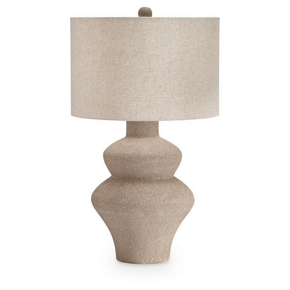 Nesa Table Lamp | Beige Textured Finish | Drum Hardback Shade | 32"