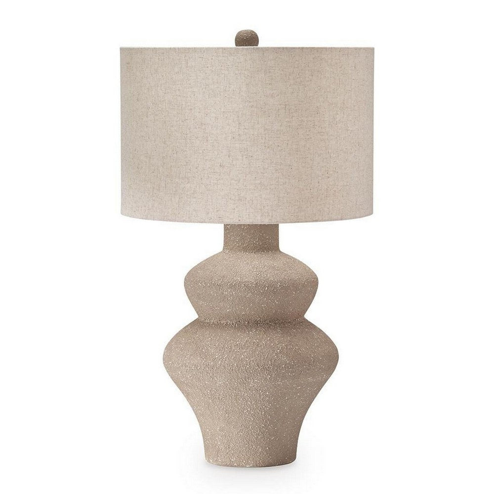 Nesa Table Lamp | Beige Textured Finish | Drum Hardback Shade | 32"