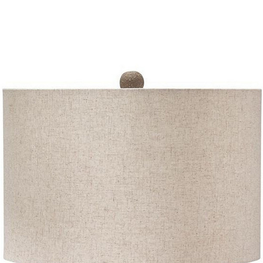 Nesa Table Lamp | Beige Textured Finish | Drum Hardback Shade | 32"