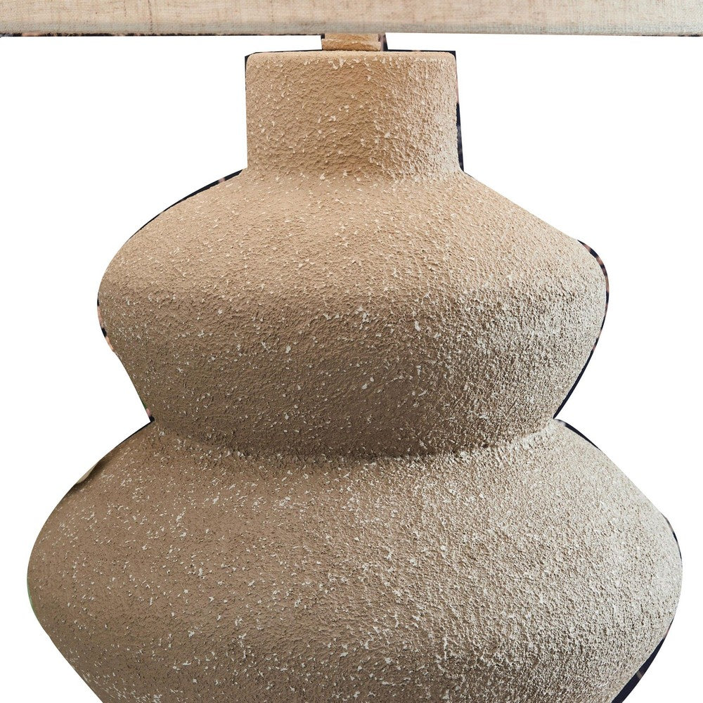 Nesa Table Lamp | Beige Textured Finish | Drum Hardback Shade | 32"