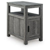Mesa Chair Side End Table | Open Shelf | USB Ports | Weathered Gray | 25"