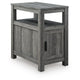 Mesa Chair Side End Table | Open Shelf | USB Ports | Weathered Gray | 25"