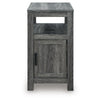 Mesa Chair Side End Table | Open Shelf | USB Ports | Weathered Gray | 25"