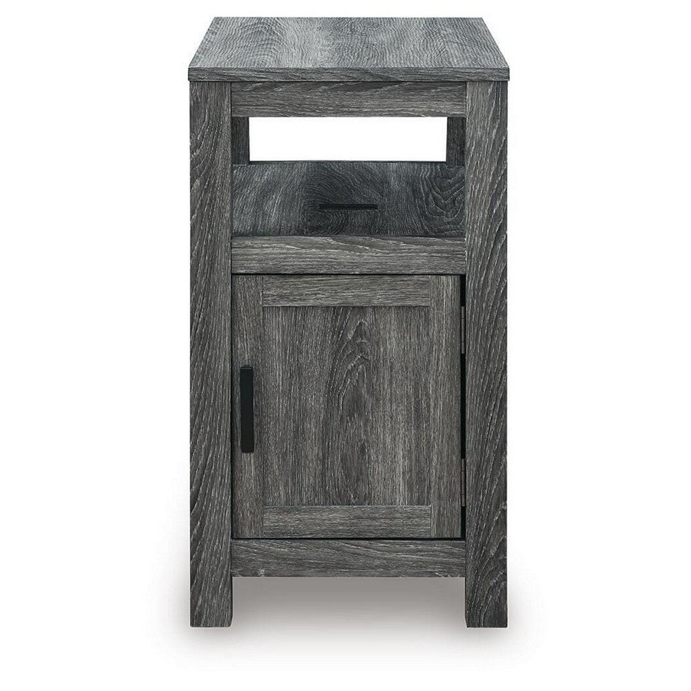 Mesa Chair Side End Table | Open Shelf | USB Ports | Weathered Gray | 25"