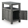 Mesa Chair Side End Table | Open Shelf | USB Ports | Weathered Gray | 25"