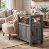 Mesa Chair Side End Table | Open Shelf | USB Ports | Weathered Gray | 25"