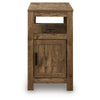 Mesa Chair Side End Table | Open Shelf | USB Ports | Rustic Oak Brown | 25"