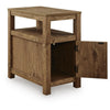 Mesa Chair Side End Table | Open Shelf | USB Ports | Rustic Oak Brown | 25"