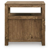 Mesa Chair Side End Table | Open Shelf | USB Ports | Rustic Oak Brown | 25"
