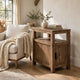 Mesa Chair Side End Table | Open Shelf | USB Ports | Rustic Oak Brown | 25"