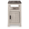 Mesa Chair Side End Table | Open Shelf | USB Ports | Antique White | 25"