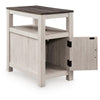 Mesa Chair Side End Table | Open Shelf | USB Ports | Antique White | 25"