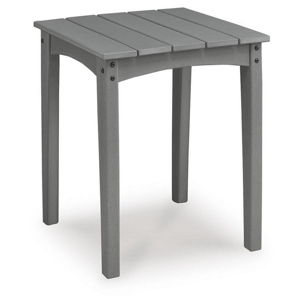 Covi Outdoor Side End Table | Slatted Square Top | Gray HDPE | 23"