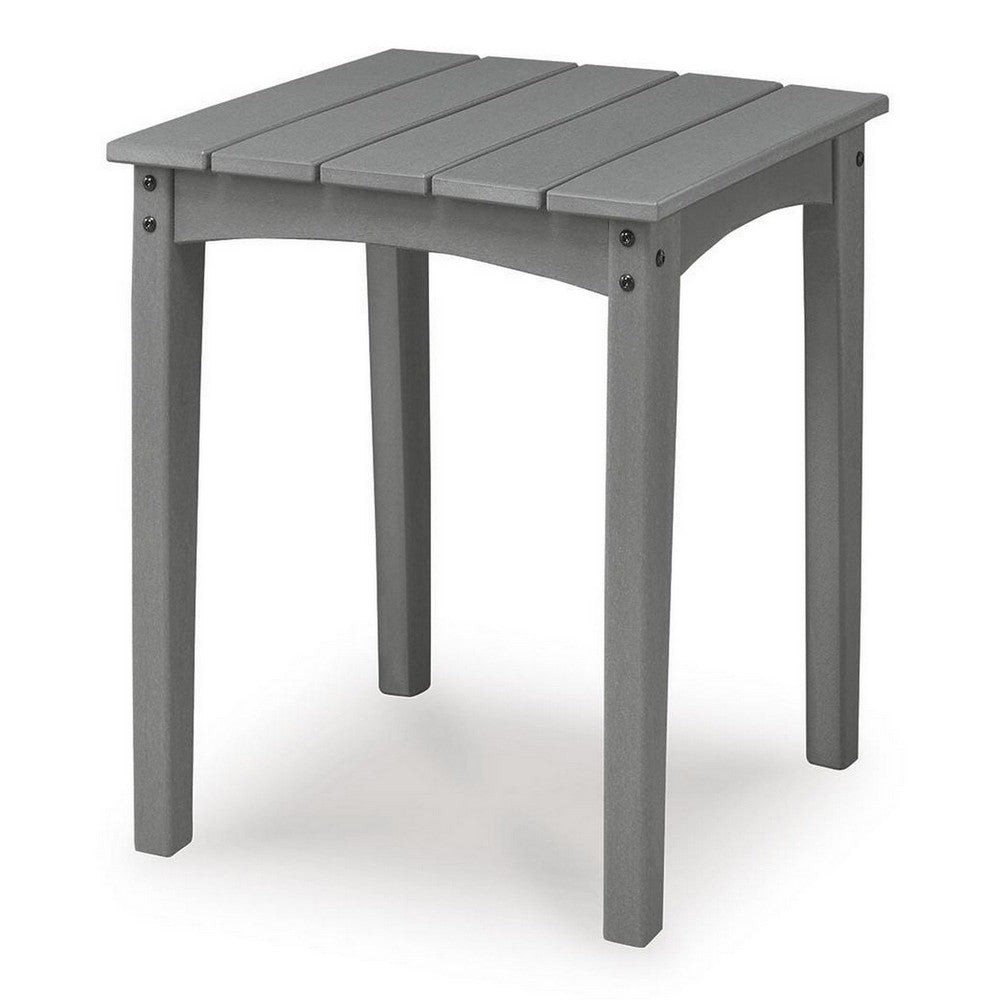 Covi Outdoor Side End Table | Slatted Square Top | Gray HDPE | 23"
