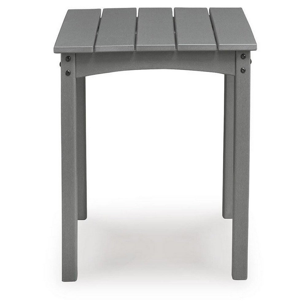 Covi Outdoor Side End Table | Slatted Square Top | Gray HDPE | 23"