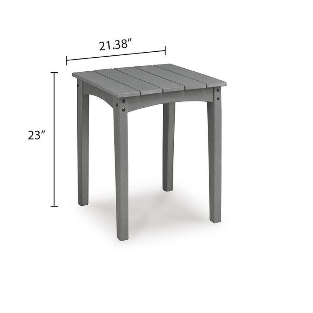Covi Outdoor Side End Table | Slatted Square Top | Gray HDPE | 23"