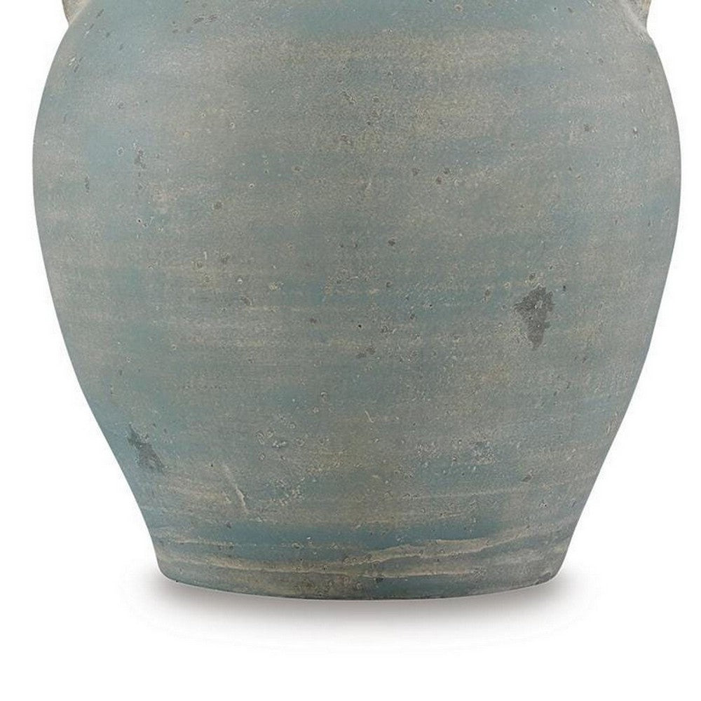 Fesa Table Lamp | Antiqued Green Terracotta | White Drum Shade | 29"