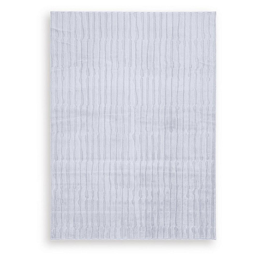 Worly 5x7 Medium Area Rug | Polyester Faux Fur | Subtle Stripe Gray