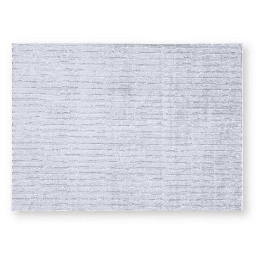 Worly 5x7 Medium Area Rug | Polyester Faux Fur | Subtle Stripe Gray