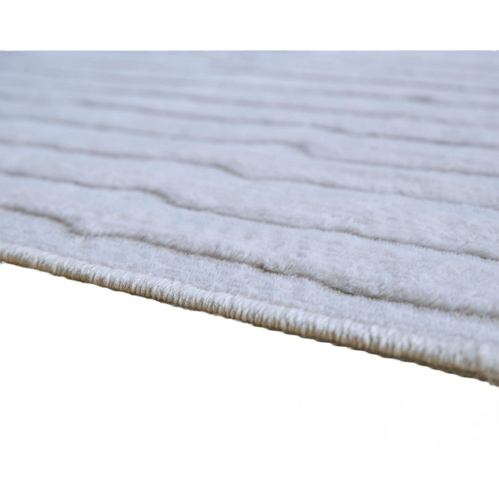 Worly 5x7 Medium Area Rug | Polyester Faux Fur | Subtle Stripe Gray