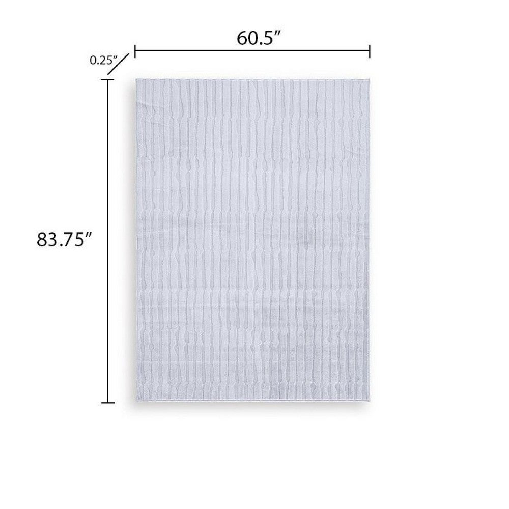 Worly 5x7 Medium Area Rug | Polyester Faux Fur | Subtle Stripe Gray