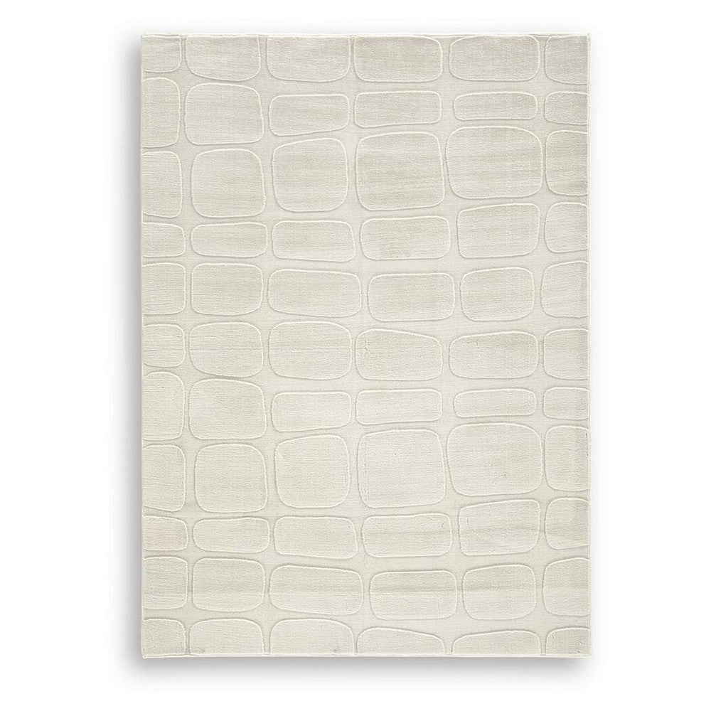 Malvin Medium Area Rug | Abstract Sandstone Cream | Polyester Faux Fur | 5x7