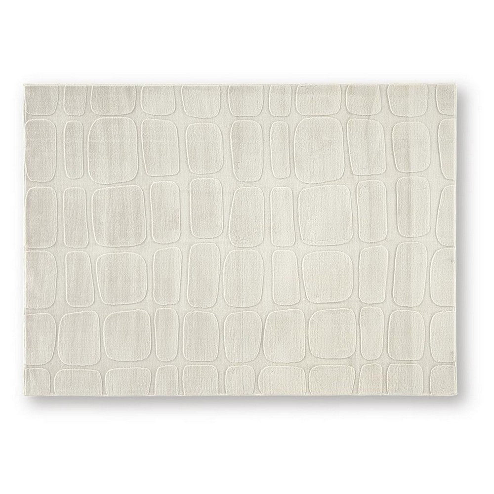 Malvin Medium Area Rug | Abstract Sandstone Cream | Polyester Faux Fur | 5x7