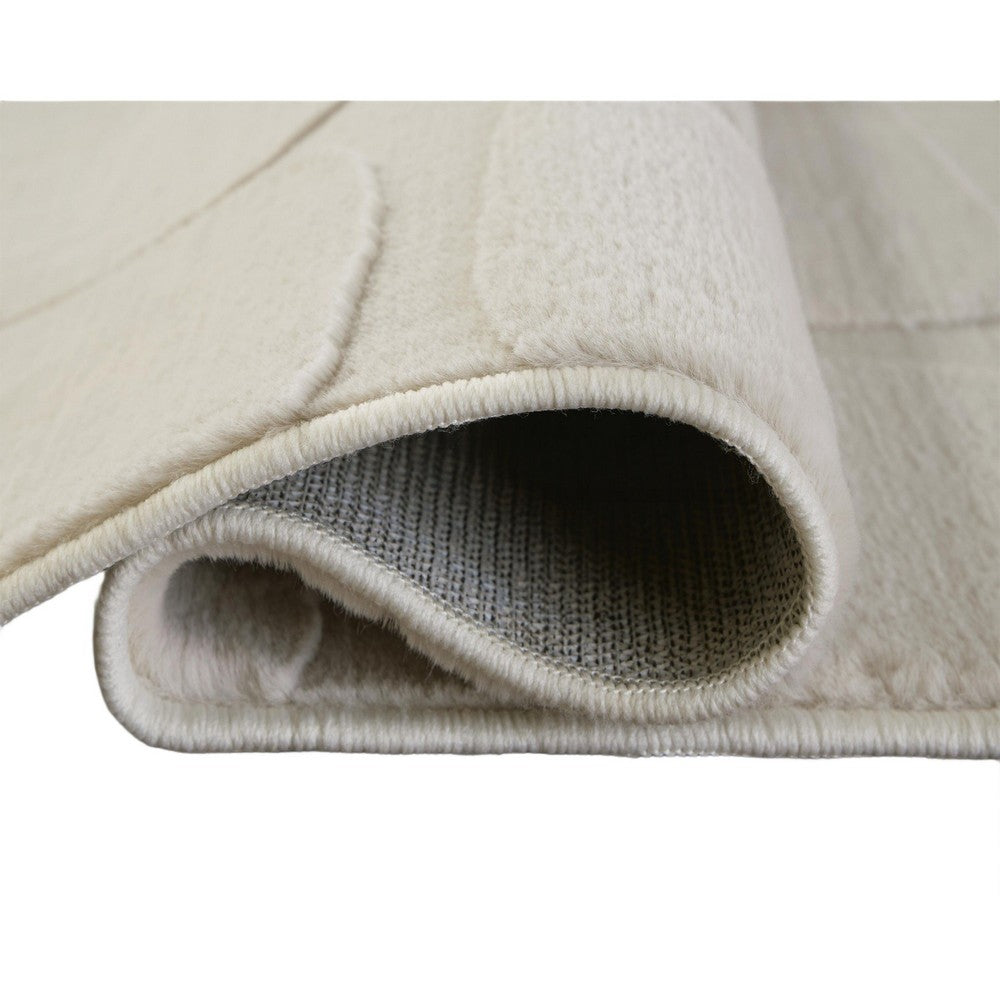 Malvin Medium Area Rug | Abstract Sandstone Cream | Polyester Faux Fur | 5x7