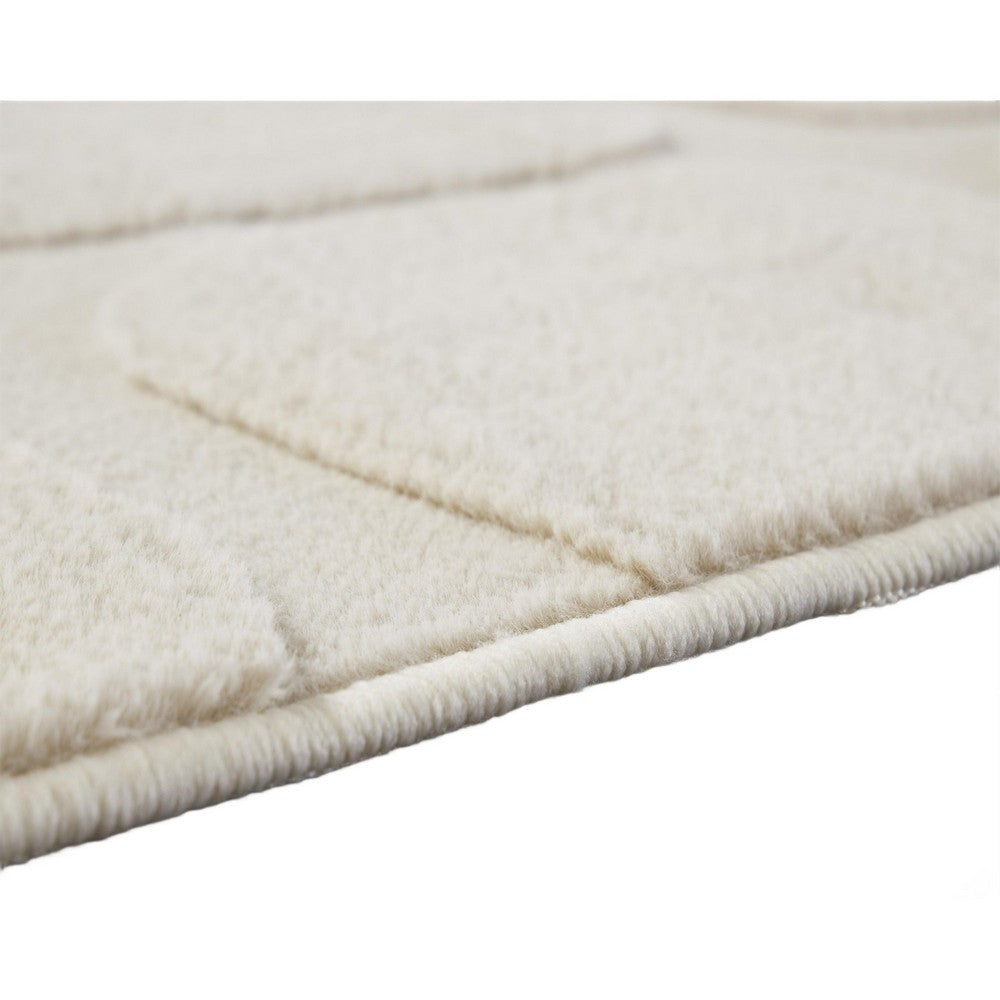 Malvin Medium Area Rug | Abstract Sandstone Cream | Polyester Faux Fur | 5x7