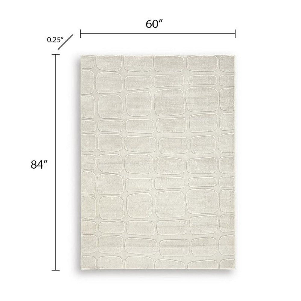 Malvin Medium Area Rug | Abstract Sandstone Cream | Polyester Faux Fur | 5x7