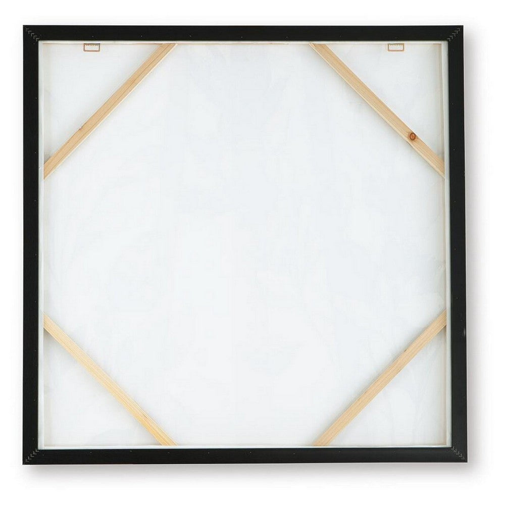 Repy Wall Art Painting | Botanical Floral Tan Brown | Black Frame | 40x40