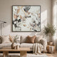 Repy Wall Art Painting | Botanical Floral Tan Brown | Black Frame | 40x40