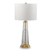 Bepy Table Lamp | Fluted Glass Gold Tone Flecks | White Drum Shade | 34"