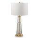 Bepy Table Lamp | Fluted Glass Gold Tone Flecks | White Drum Shade | 34"